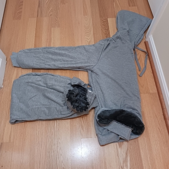 2 Piece Heavy Sweatsuit with Lining Joggers/Pullover Hoodie size L - Picture 2 of 5